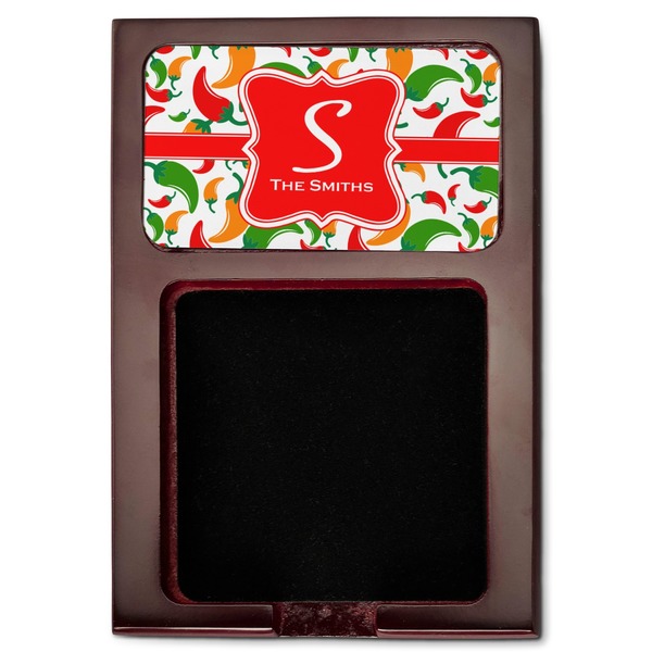 Colored Peppers Red Mahogany Sticky Note Holder - Flat