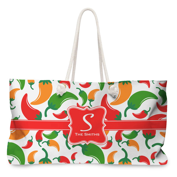 Custom Colored Peppers Large Tote Bag with Rope Handles (Personalized)