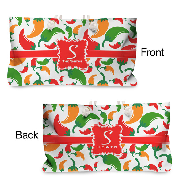 Colored Peppers Large Rope Tote - From & Back View