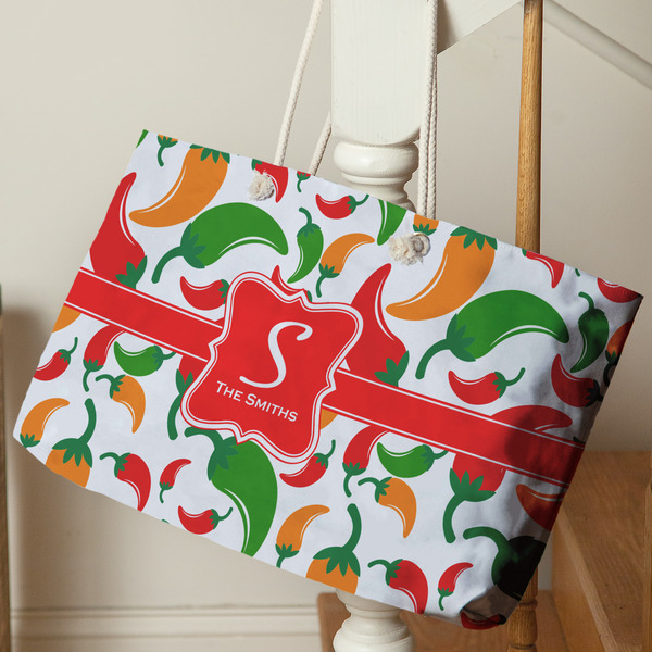 Colored Peppers Large Rope Tote - Life Style