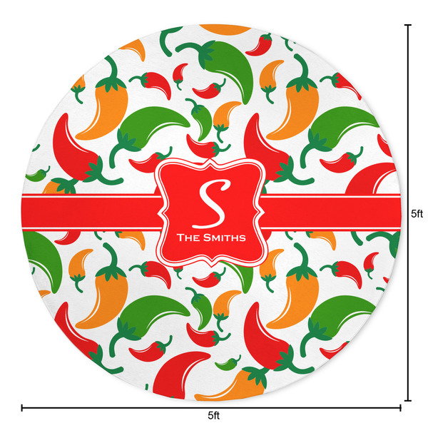 Colored Peppers Round Area Rug - Size