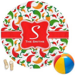 Colored Peppers Round Beach Towel (Personalized)