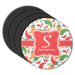 Colored Peppers Round Rubber Backed Coasters - Set of 4 (Personalized)