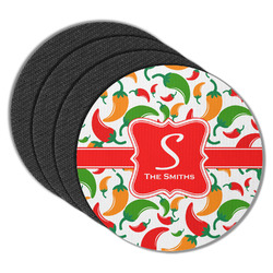 Colored Peppers Round Rubber Backed Coasters - Set of 4 (Personalized)