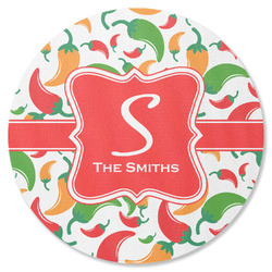 Colored Peppers Round Rubber Backed Coaster (Personalized)