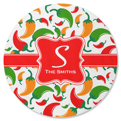 Colored Peppers Round Rubber Backed Coaster (Personalized)