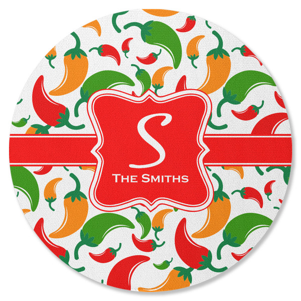 Colored Peppers Round Coaster Rubber Back - Single