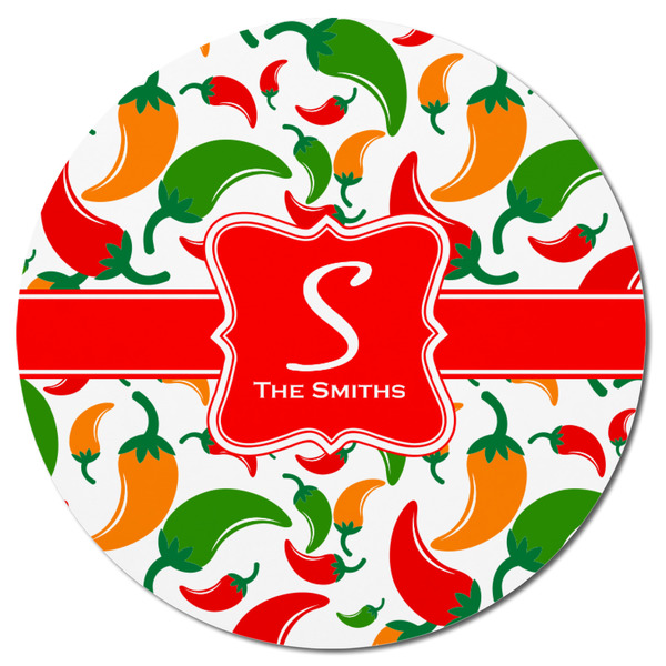 Colored Peppers Round Fridge Magnet - FRONT