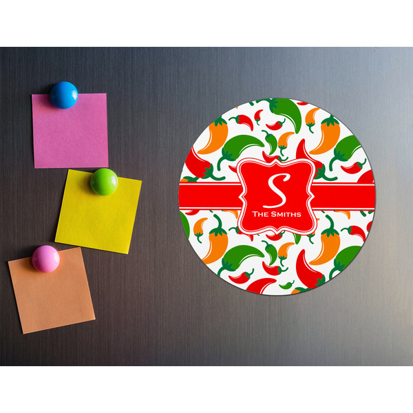 Colored Peppers Round Fridge Magnet - LIFESTYLE