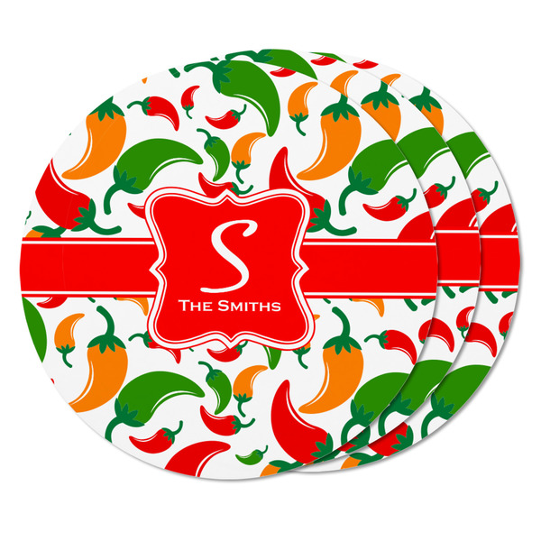 Colored Peppers Round Fridge Magnet - THREE