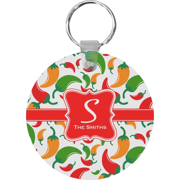 Custom Colored Peppers Round Plastic Keychain (Personalized)