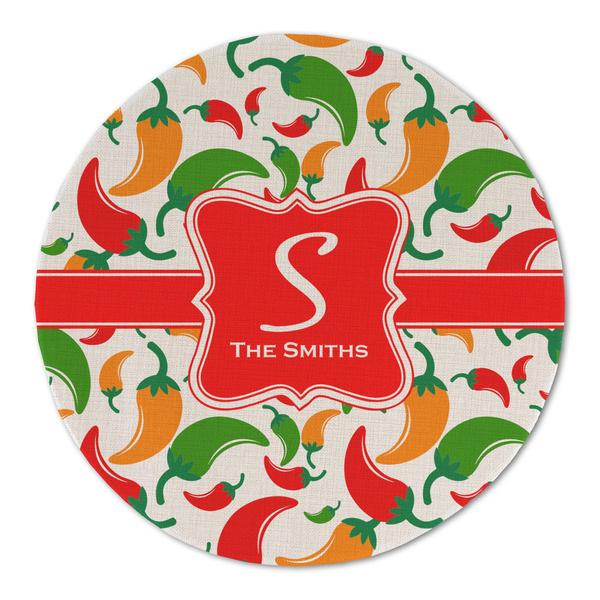 Colored Peppers Round Linen Placemats - FRONT (Double Sided)