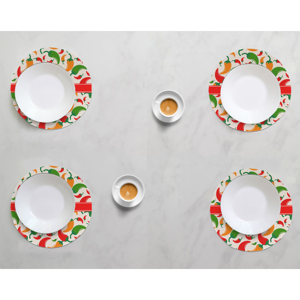 Colored Peppers Round Linen Placemats - LIFESTYLE (set of 4)
