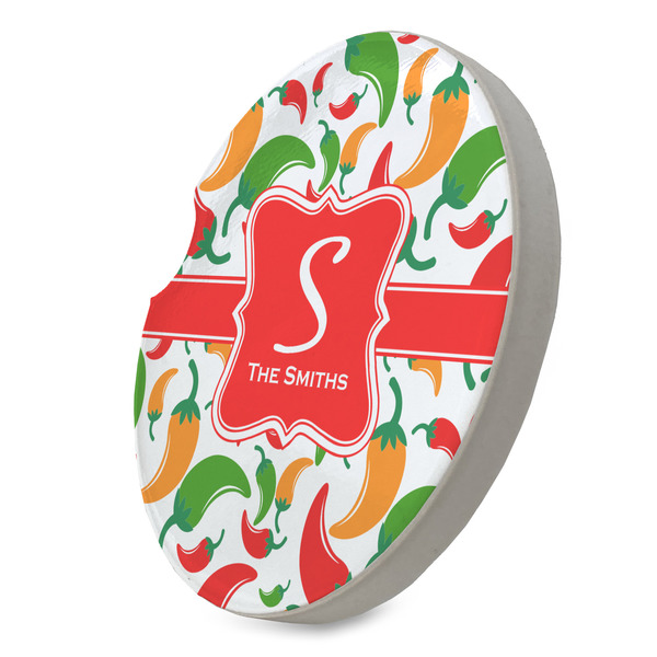 Colored Peppers Sandstone Car Coaster - STANDING ANGLE
