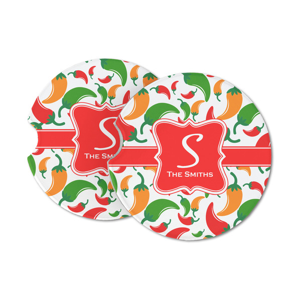 Custom Colored Peppers Sandstone Car Coasters (Personalized)