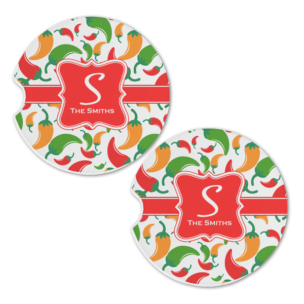 Colored Peppers Sandstone Car Coasters - Set of 2