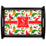 Colored Peppers Black Wooden Tray - Large (Personalized)