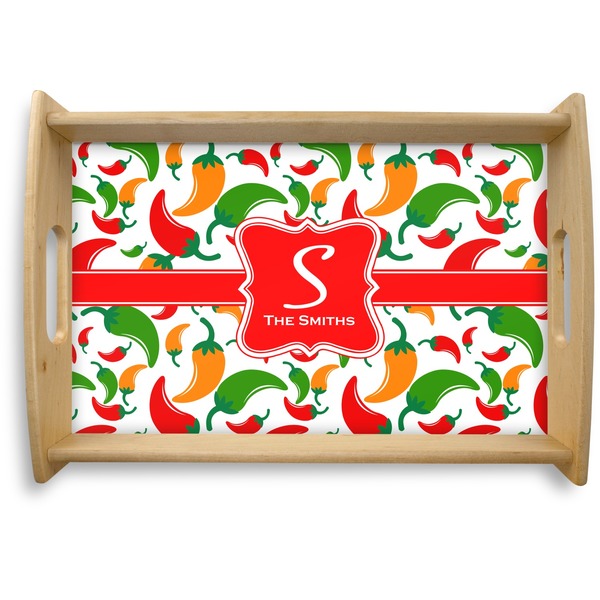 Custom Colored Peppers Natural Wooden Tray - Small (Personalized)
