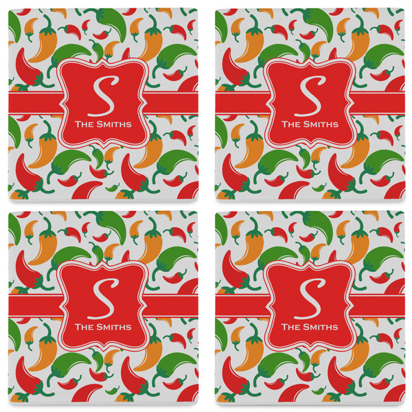 Colored Peppers Set of 4 Sandstone Coasters - See All 4 View