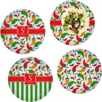 Colored Peppers Set of 4 Glass Lunch / Dinner Plate 10" (Personalized)