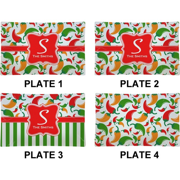 Colored Peppers Set of Rectangular Dinner Plates (Approval)