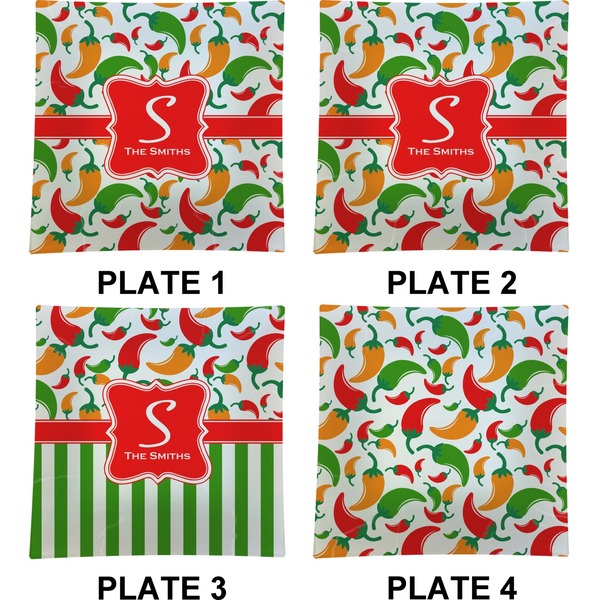 Colored Peppers Set of Square Dinner Plates (Approval)