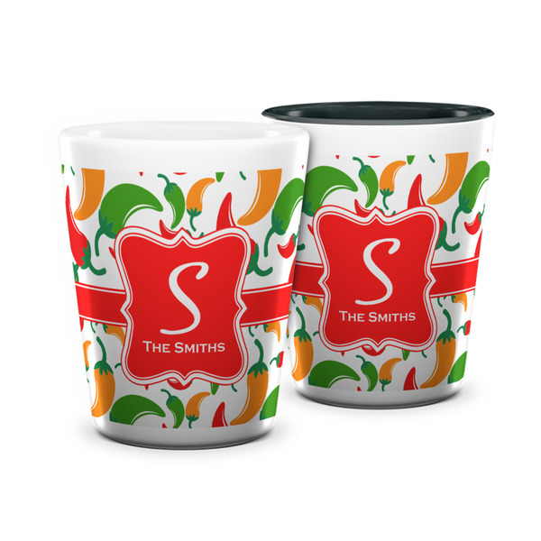 Custom Colored Peppers Ceramic Shot Glass - 1.5 oz (Personalized)