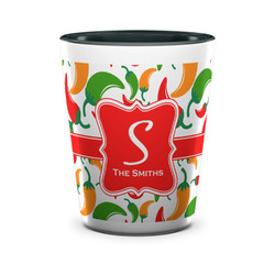Colored Peppers Ceramic Shot Glass - 1.5 oz - Two Tone - Set of 4 (Personalized)