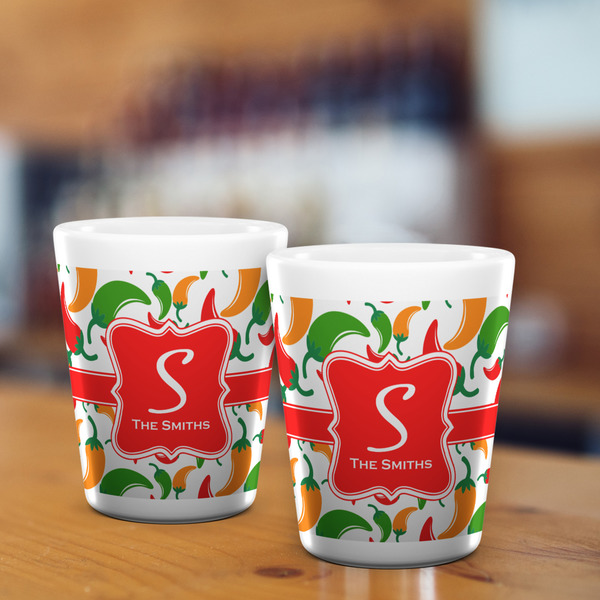 Colored Peppers Shot Glass - White - LIFESTYLE