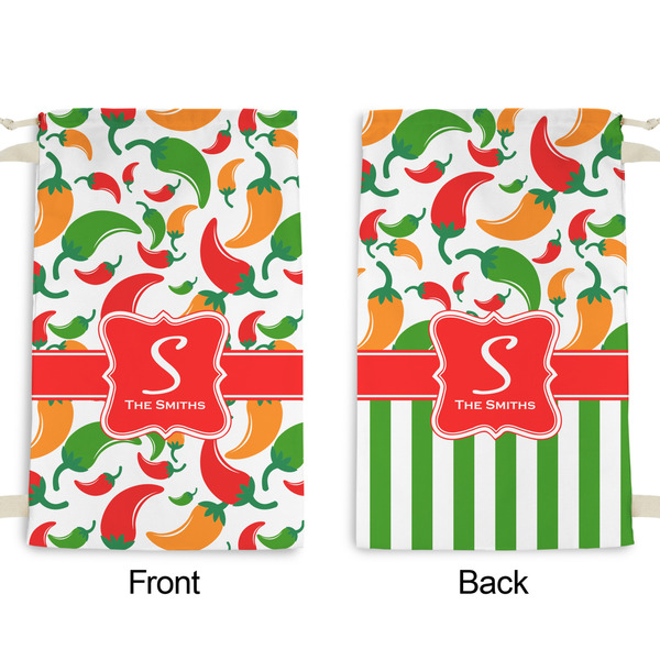 Colored Peppers Small Laundry Bag - Front & Back View