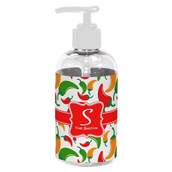 Custom Colored Peppers Plastic Soap / Lotion Dispenser (8 oz - Small - White) (Personalized)