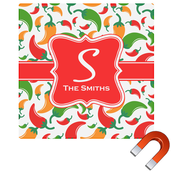 Custom Colored Peppers Square Car Magnet - 6" (Personalized)