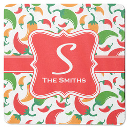Colored Peppers Square Rubber Backed Coaster (Personalized)