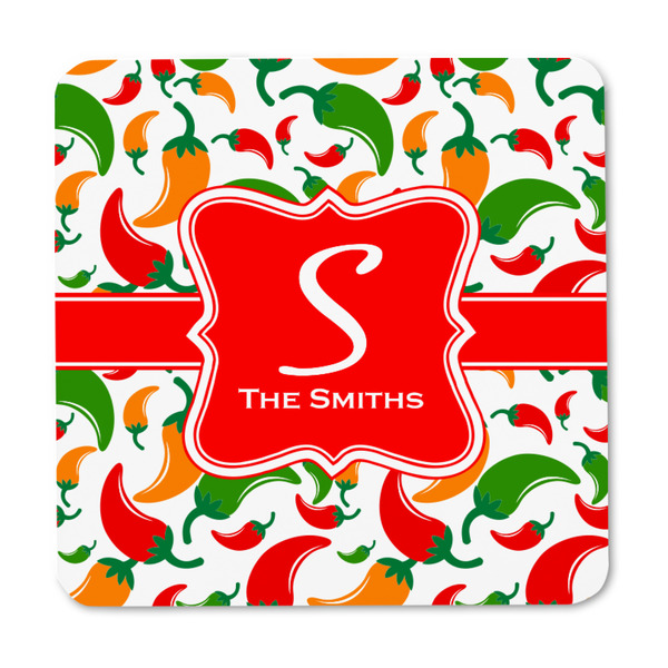 Colored Peppers Square Fridge Magnet - FRONT