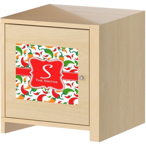 Colored Peppers Square Wall Decal on Wooden Cabinet