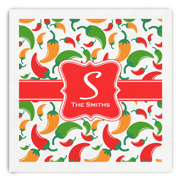 Custom Colored Peppers Paper Dinner Napkins (Personalized)