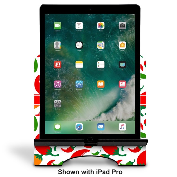 Colored Peppers Stylized Tablet Stand - Front with ipad