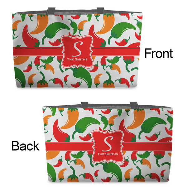 Colored Peppers Tote w/Black Handles - Front & Back Views