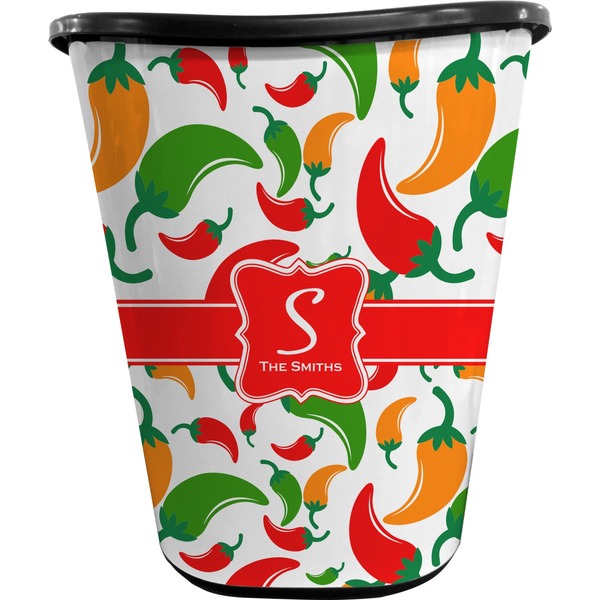 Custom Colored Peppers Waste Basket - Single Sided (Black) (Personalized)