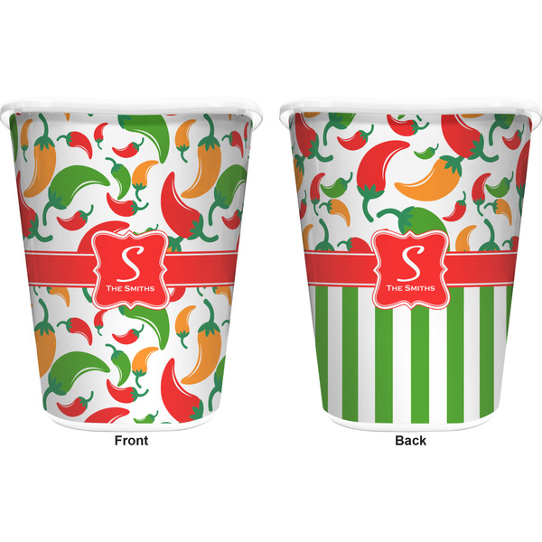Colored Peppers Trash Can White - Front and Back - Apvl