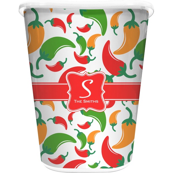 Custom Colored Peppers Waste Basket - Single Sided (White) (Personalized)