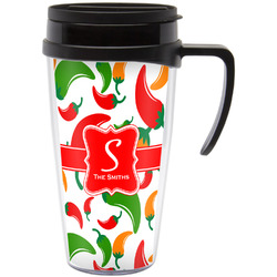 Colored Peppers Acrylic Travel Mug with Handle (Personalized)