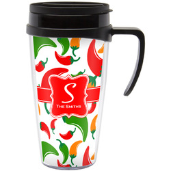 Colored Peppers Acrylic Travel Mug with Handle (Personalized)