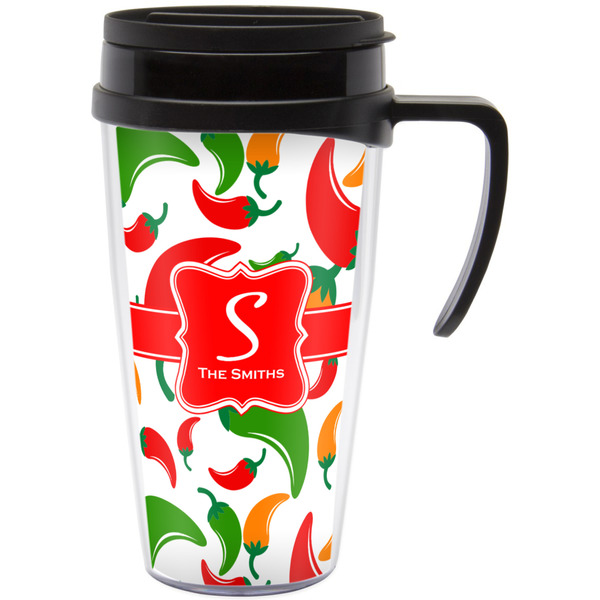 Custom Colored Peppers Acrylic Travel Mug with Handle (Personalized)