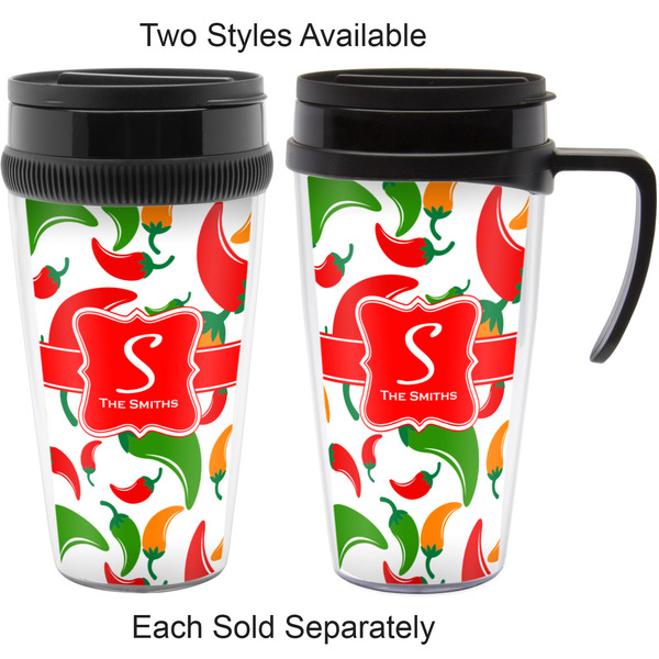 Colored Peppers Travel Mugs - with & without Handle