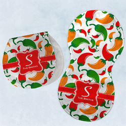 Colored Peppers Burp Pads - Velour - Set of 2 w/ Name and Initial