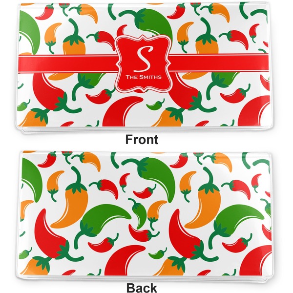 Colored Peppers Vinyl Check Book Cover - Front and Back