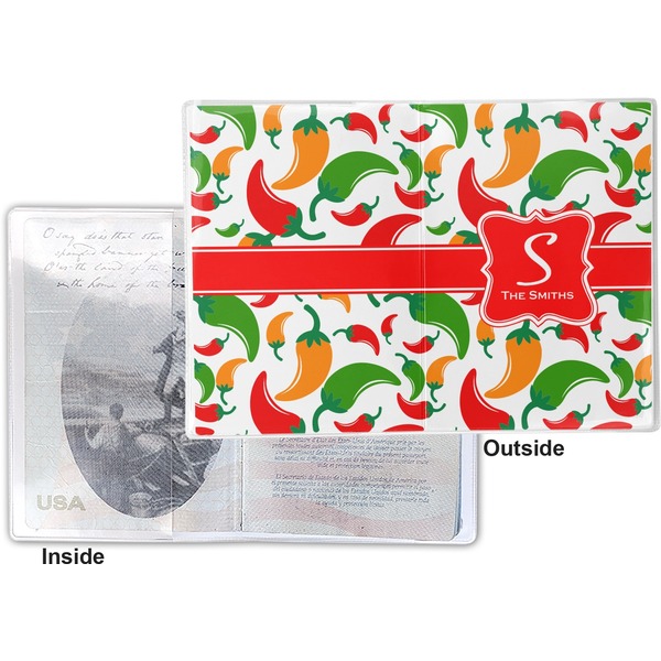 Colored Peppers Vinyl Passport Holder - Flat Front and Back