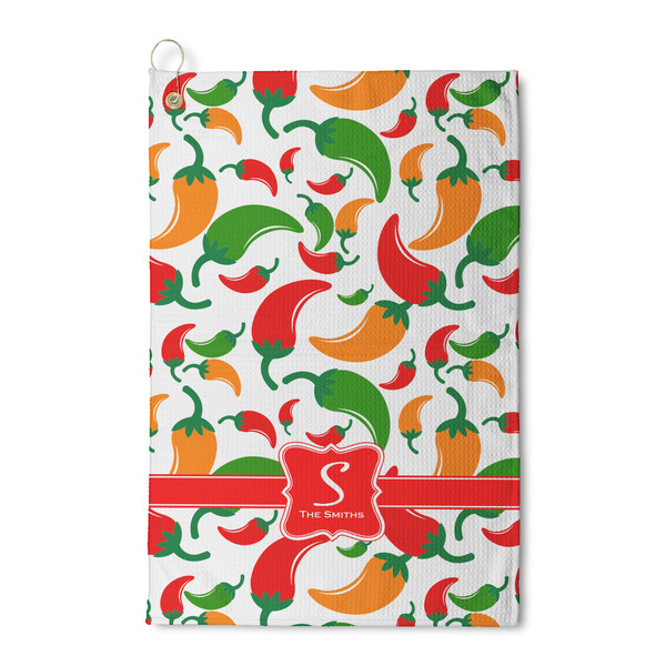 Custom Colored Peppers Waffle Weave Golf Towel (Personalized)