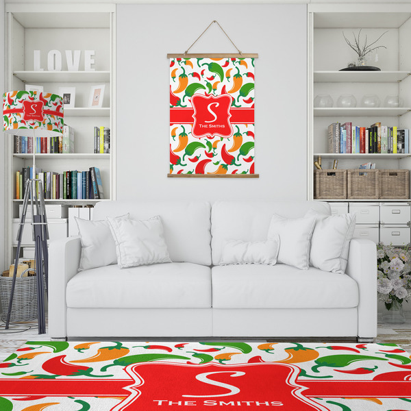Colored Peppers Wall Hanging Tapestry - Portrait - IN CONTEXT